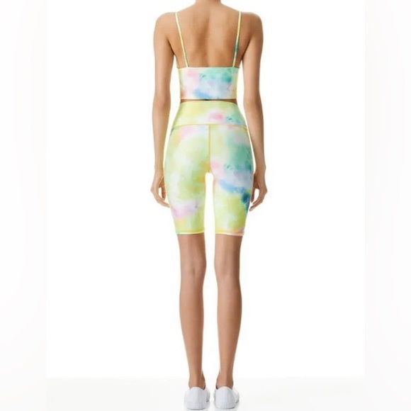 NWOT ALICE + OLIVIA Aaron High Waist Biker Short - Denim - Picture 2 of 5